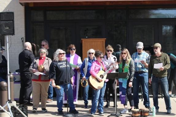 People gathered at tables