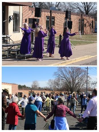 People gathered at tables
