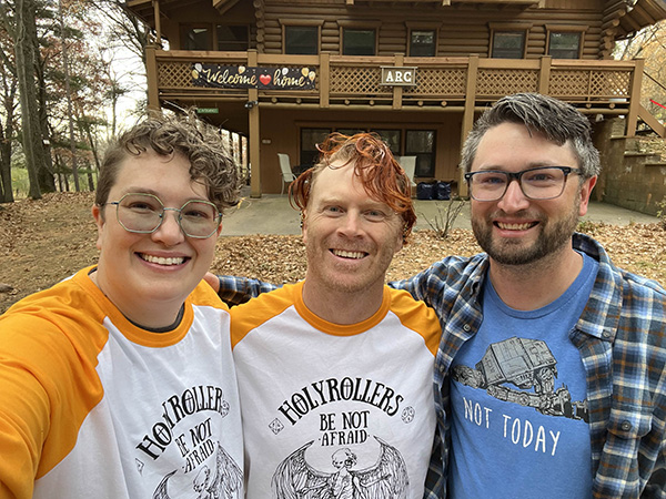 Group photo outside with custom DnD shirts